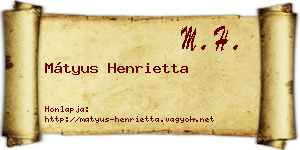 Mátyus Henrietta névjegykártya